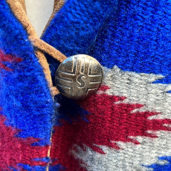 Vintage Sedona West brand Navajo blanket and suede coat - Picture 3 of 11